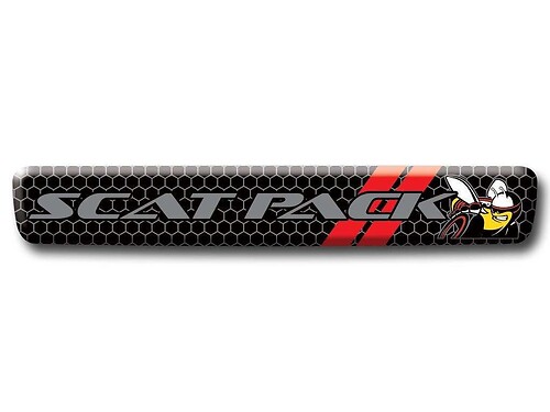 Steering Wheel Logo Scat Pack Grey Bee Red stripes emblem domed Sticker Decal Challenger Charger Scatpack