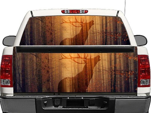 Deer Silhouette Forest Rear Window or Tailgate Vinyl Decal for Pick-up Truck SUV 