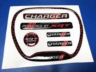 Set of CHARGER HONEYCOMB Powered by SRT Steering WHEEL TRIM RING emblem domed decal 2