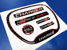 Set of CHARGER HONEYCOMB Powered by SRT Steering WHEEL TRIM RING emblem domed decal 2 2