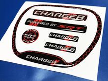 Set of CHARGER HONEYCOMB Powered by SRT Steering WHEEL TRIM RING emblem domed decal 2 3