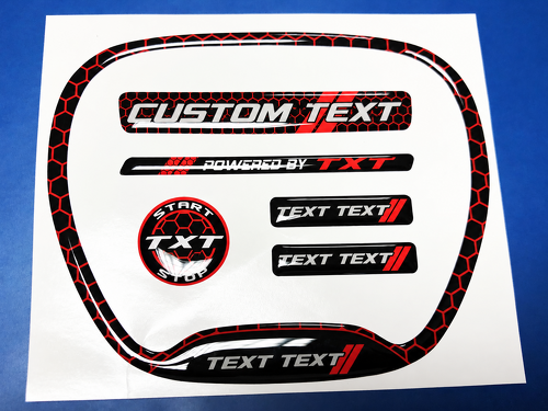 SRT Scat Pack Style CUSTOM TEXT TXT TEXT TEXT Red Honeycomb Domed Interior Set Steering Wheel Engine Start Button Key Fob Vinyl Decal Sticker for Dodge Challenger 2015-2023