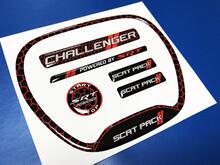 Set of Challenger SRT Scat Pack Honeycomb Red Steering WHEEL TRIM RING emblem domed decal Charger Dodge Scatpack 2