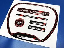Set of Challenger SRT Scat Pack Honeycomb Red Steering WHEEL TRIM RING emblem domed decal Charger Dodge Scatpack 3