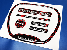 SRT Scat Pack Style CUSTOM TEXT TXT TEXT TEXT Red Honeycomb Domed Interior Set Steering Wheel Engine Start Button Key Fob Vinyl Decal Sticker for Dodge Challenger 2015-2023_3