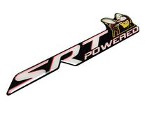 Scat Pack Challenger or Charger SRT Powered badge emblem domed Sticker Decal Dodge White color Black Background with Red shadows 2