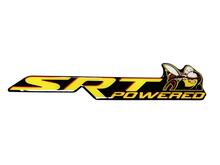 Scat Pack Challenger or Charger SRT Powered badge emblem domed Sticker Decal Dodge Yellow color Black Background with Red shadows 2