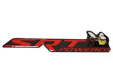 Scat Pack Challenger or Charger SRT Powered badge emblem domed Sticker Decal Dodge Reed color Grey Background with Black shadows 2