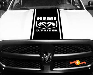Dodge Ram 1500 2500 3500 Vinyl Racing Stripe Hemi 5.7 liter Hood Decals Stickers #1