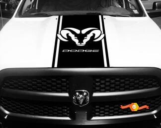 Fits Dodge Ram 1500 Vinyl Decal HOOD Ram Head Racing HEMI Stripe Stickers #29