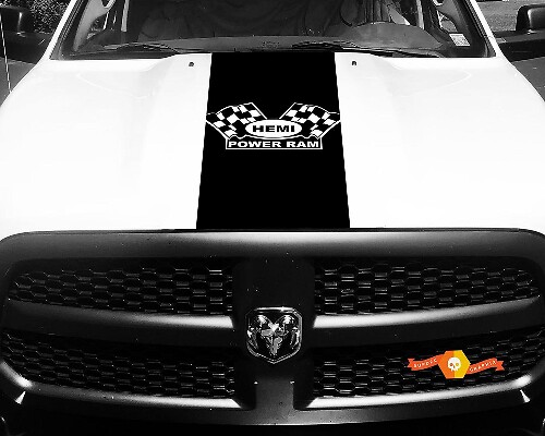 Decal Vinyl Checkered Flag Power Ram Hood Racing Stripe Sticker #60 for Dodge Ram