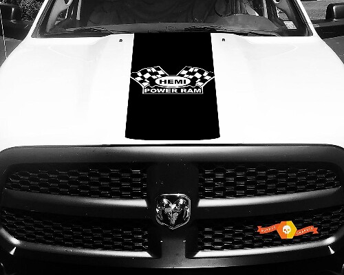 Decal Vinyl Checkered Flag Power Ram Hood Racing Stripe Sticker #61 for Dodge Ram