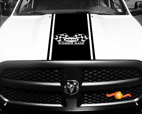 Decal Vinyl Checkered Flag Power Ram Hood Racing Stripe Sticker #62 for Dodge Ram