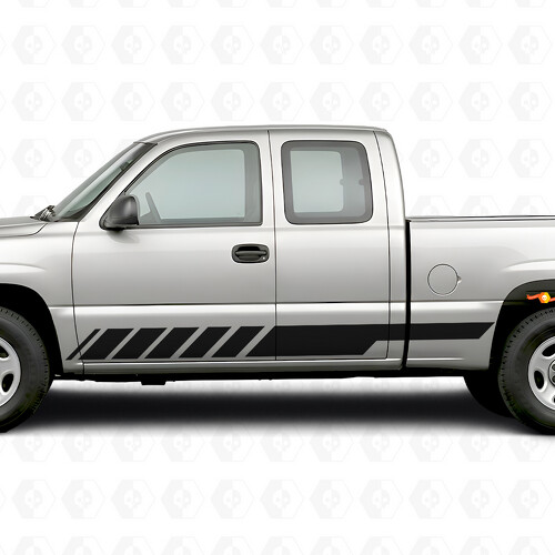 Slanted Racing Door & Rocker Panel Vinyl Stripes for Chevrolet Silverado 1500 GMT800 1999-2007