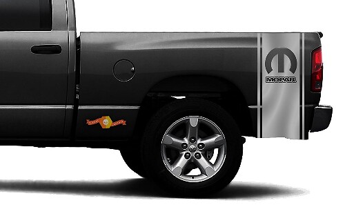 Mopar Logo Gradient Style Stripes Side Bedside Vinyl Decal Sticker for Dodge Ram 1500