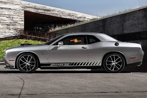 2X SHAKER Rocker Panel Negative Space Stickers Decals Stripe Vinyl Graphics for Dodge Challenger