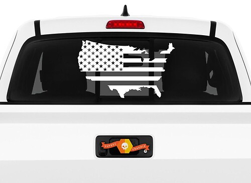 Outline USA Map with American Flag Raer Window Vinyl Decal Fot Trucks