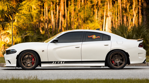 Custom Text 2X Rocker Panel Stickers Decals Stripe Vinyl Graphics for Dodge Charger 8343