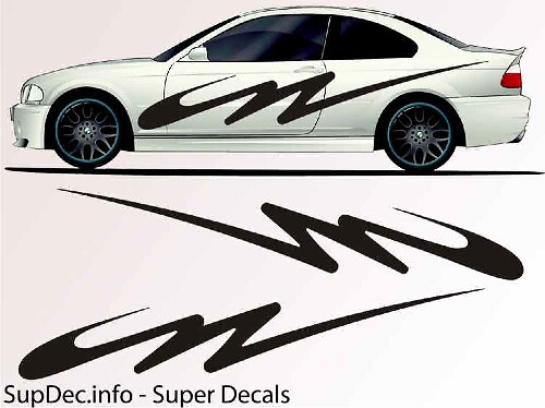 Abstract Curved Stripes Side Vinyl Decal Sticker