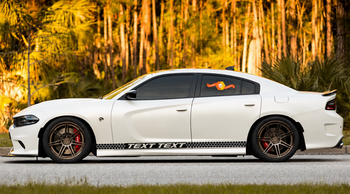 Scat Pack Style TEXT TEXT Honeycomb Center Band Pair Side Rocker Panel Vinyl Decal Sticker for Dodge Charger 2011-2020