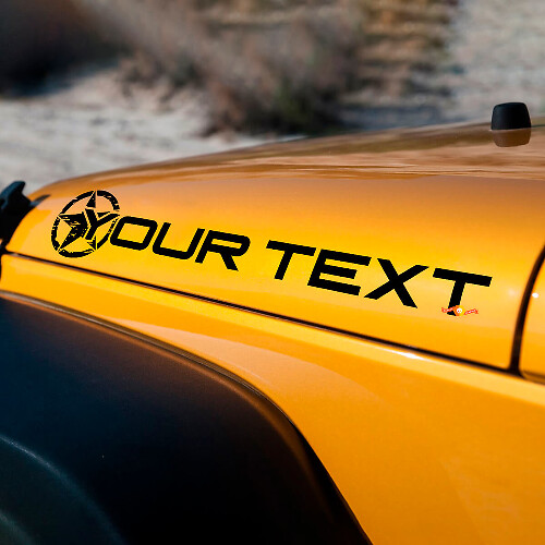 Custom Text Military Star Edition Hood Sticker Vinyl Decal for Jeep Wrangler