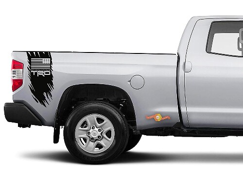 TRD USA Flag Distressed Style Bedside Vinyl Decal Sticker for Toyota Tundra
