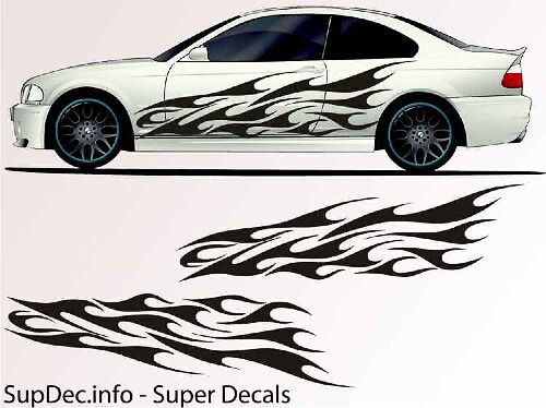 Flame Tongues Tribal Style Side Vinyl Decal Sticker