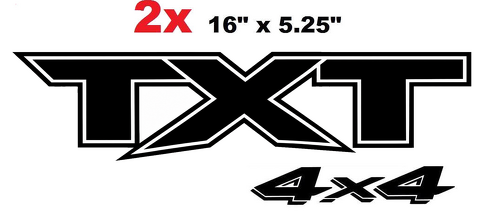 TXT with 4x4 Angular Outline Bedside Lettering Vinyl Decal Set for Musclecar truck F-250 XLT 2018