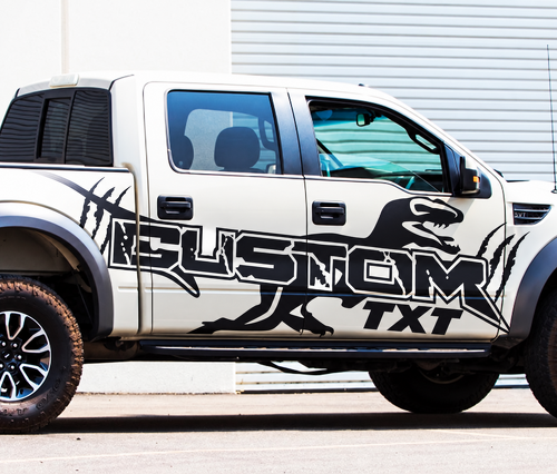 SVT CUSTOM TXT Dinosaur Graphic Side Vinyl Decal Sticker for Ford F-150 Raptor