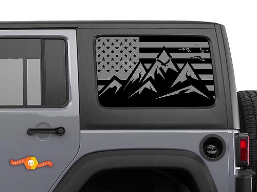 USA Flag Mountains Windshield Vinyl Sticker Decal For Jeep Toyota Dodge Trucks