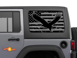 Jeep Wrangler Rubicon Hardtop USA Flag Eagle Windshield Decal JKU JLU 2007-2019 or Tacoma 4Runner Tundra Subaru Charger Challenger - 8