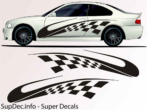 Checkered Flag Stripes Side Vinyl Decal Sticker