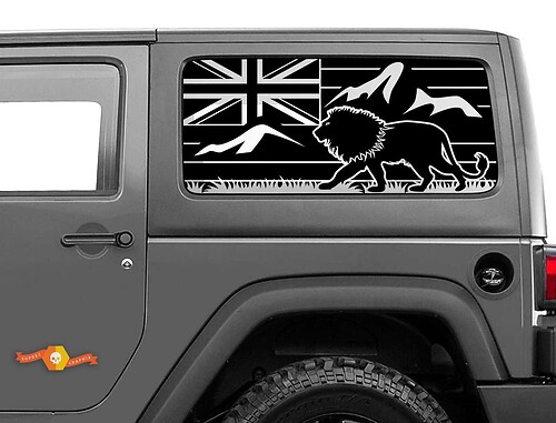 Hawaii Flag Lion Mountains Jeep Wrangler Rubicon Hardtop Decals