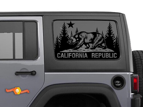 California Republic Bear Decal for Jeep Wrangler Rear Window