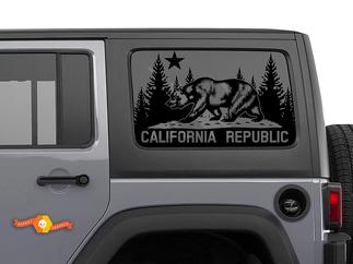 Jeep Wrangler Rubicon Hardtop California Republic Bear Windshield Decal JKU JLU 2007-2019 or Tacoma 4Runner Tundra Subaru Charger Challenger - 36