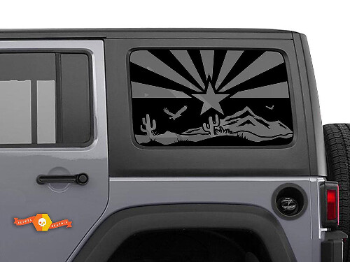 Arizona Flag Desert Scene Rear Side Window Decal for Jeep Wrangler