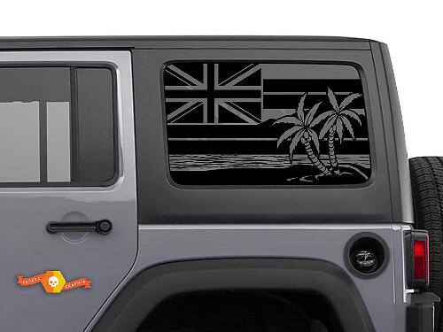 Hawaii Flag Side Window Vinyl Decal Sticker for Jeep Wrangler 2007-2019