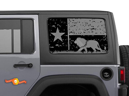 Hardtop Texas Flag Lion Mountains Destroyed Windshield Decal  Sticker for Jeep Wrangler Rubicon JKU JLU 2007-2019 or Tacoma 4Runner Tundra Charger Challenger