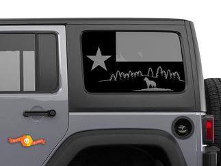 Jeep Wrangler Rubicon Hardtop Texas Flag Forest Wolf Mountains Windshield Decal JKU JLU 2007-2019 or Tacoma 4Runner Tundra Subaru Charger Challenger - 61