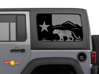 Jeep Wrangler Rubicon Hardtop Texas Flag Forest Tiger Mountains Windshield Decal JKU JLU 2007-2019 or Tacoma 4Runner Tundra Subaru Charger Challenger - 62
