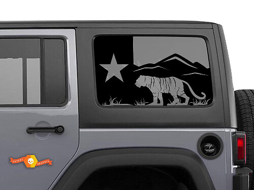 Texas Flag Tiger Mountain Side Window Vinyl Decal Sticker for Jeep Wrangler 2007-2019