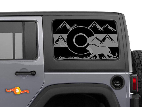 Colorado Flag with Lion Jeep Wrangler Rubicon Hardtop Side Window decals Stickers