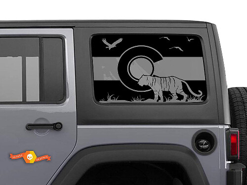 Colorado Flag Tiger Side Window Vinyl Decal Sticker for Jeep Wrangler 2007-2019