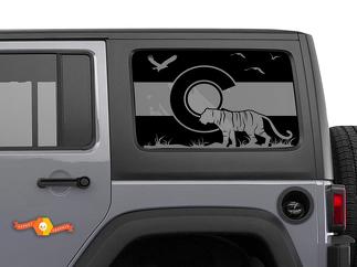 Jeep Wrangler Rubicon Hardtop Colorado Flag Tiger Forest Mountains Windshield Decal JKU JLU 2007-2019 or Tacoma 4Runner Tundra Subaru Charger Challenger - 70