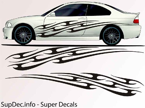 Flame Graphic Stripes Side Vinyl Decal Sticker