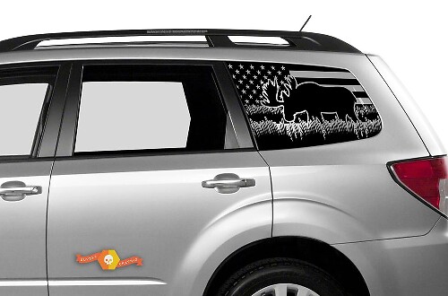 Hardtop USA Flag Moose Windshield Vinyl Sticker Decal for Subaru