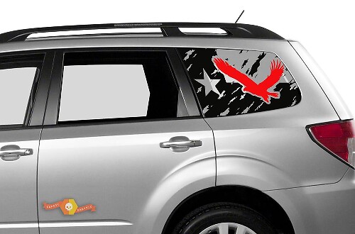 Texas Flag Red Eagle Rear Window Vinyl Decal for Subaru Forester