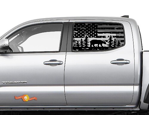 Hardtop USA Flag Forest Bear Windshield Vinyl Sticker Decal for Subaru