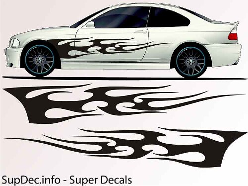 Flame Tongues Side Front Fender Vinyl Decal Sticker