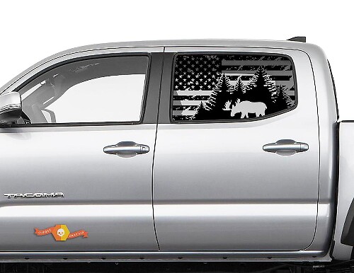 USA Flag Destroyed Moose Windshield Vinyl Sticker Decal